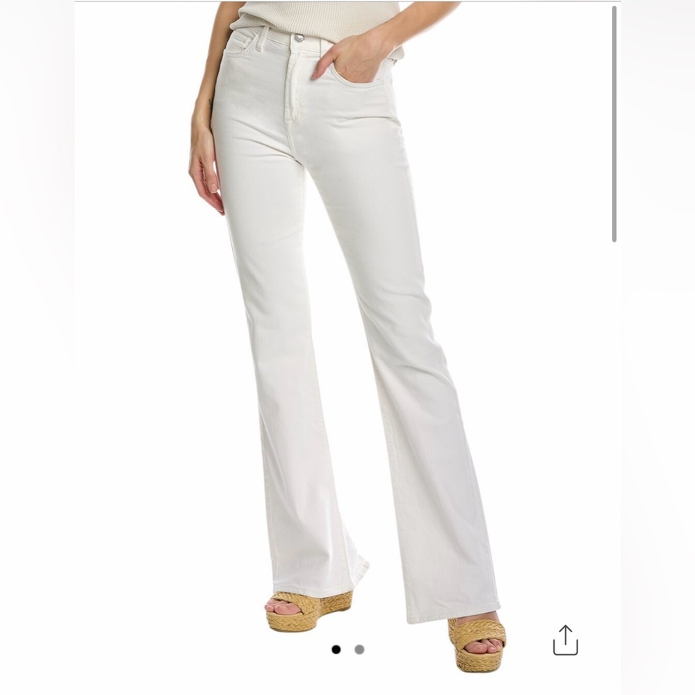 New 7 For All Man Kind Baby Boot Cut Slit Bottom Ecru off White Jeans 26 $228
